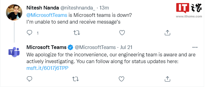 微软 Teams 出现全球范围的宕机故障